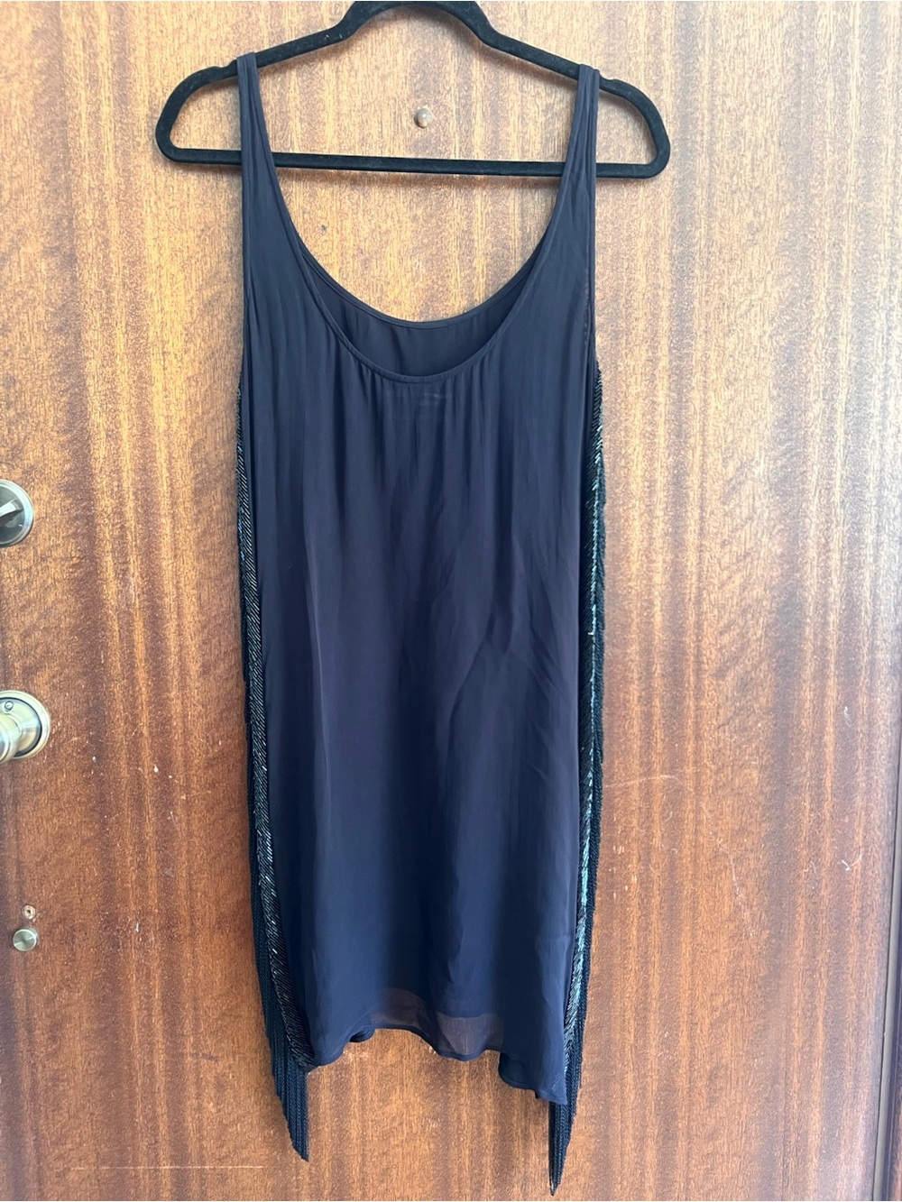 AllSaints Black Sequin-Trim Slip Dress